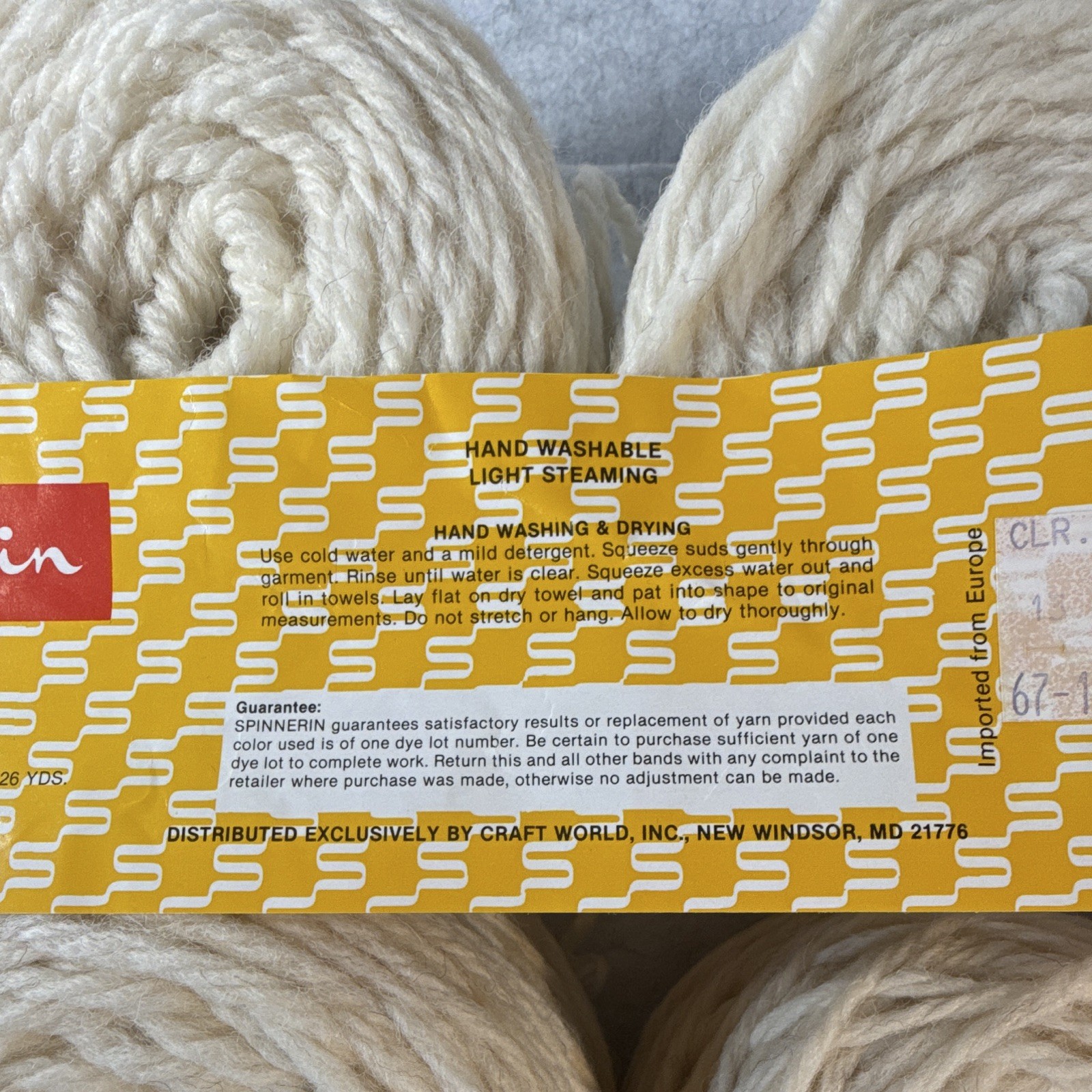 Spinnerin Midland 100% Virgin Wool 3-Ply Ivory Worsted Yarn Lot