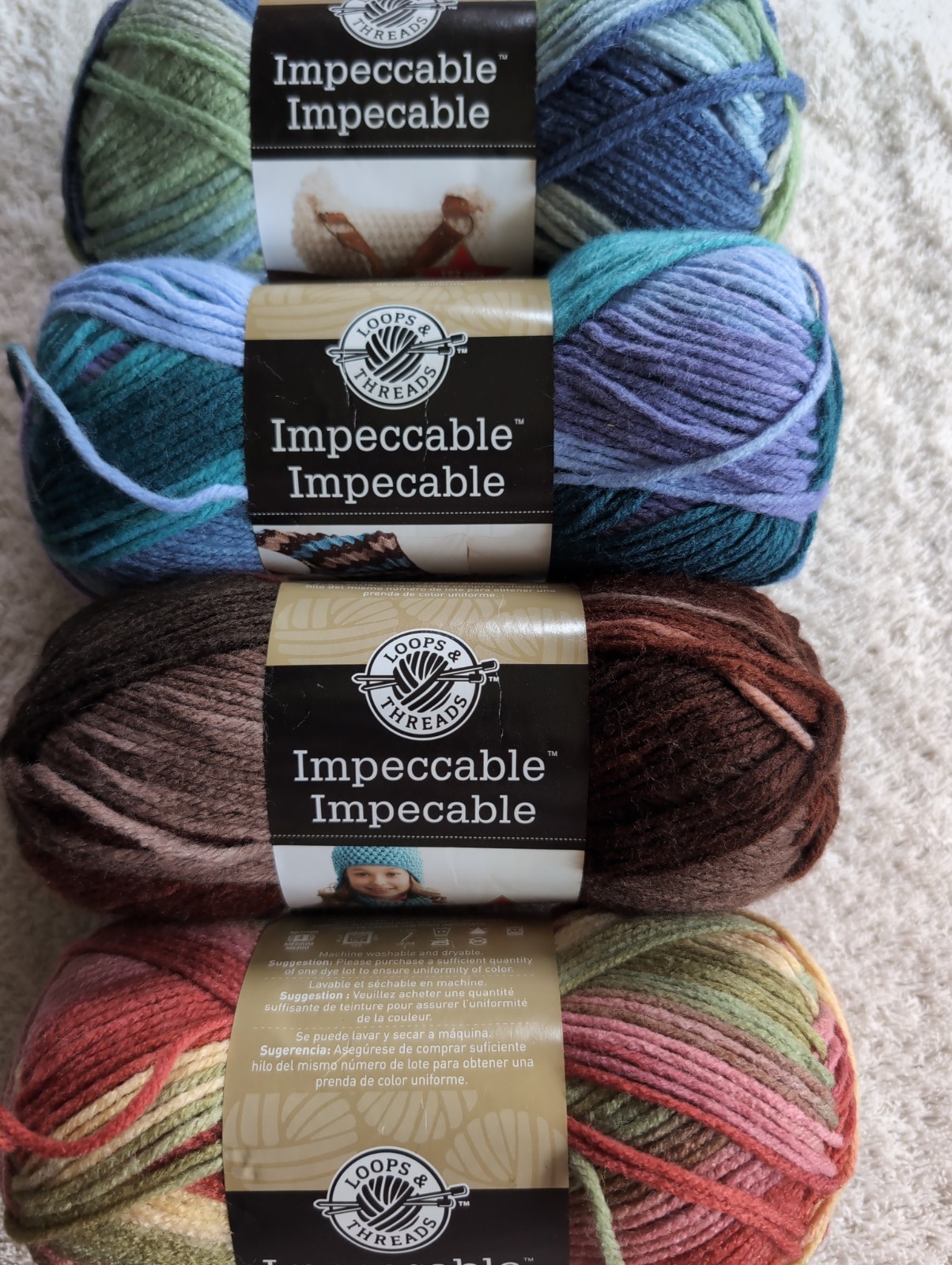 Loops & Threads Impeccable Yarn. Mixed Lot Of 4. As Pictured