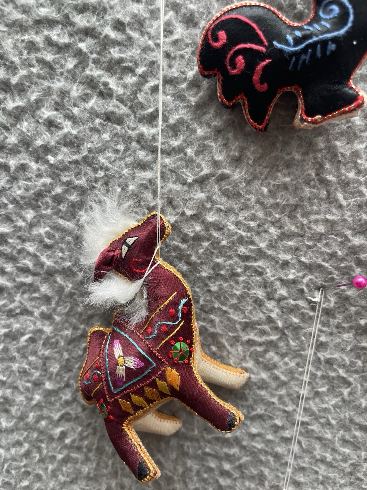Asian Chinese Silk rooster camel Ornaments Hand Embroidered VTG 60-70s Lot 8