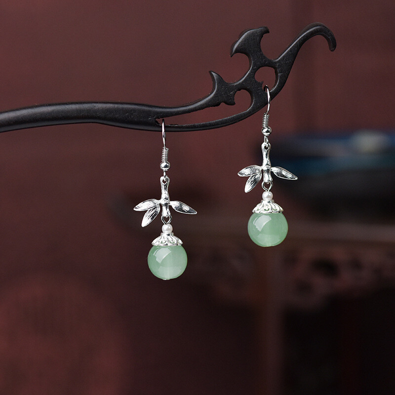 China Pearl/Coloured Glaze/Silvering Tibetan Style Exquisite Earbob Earrings