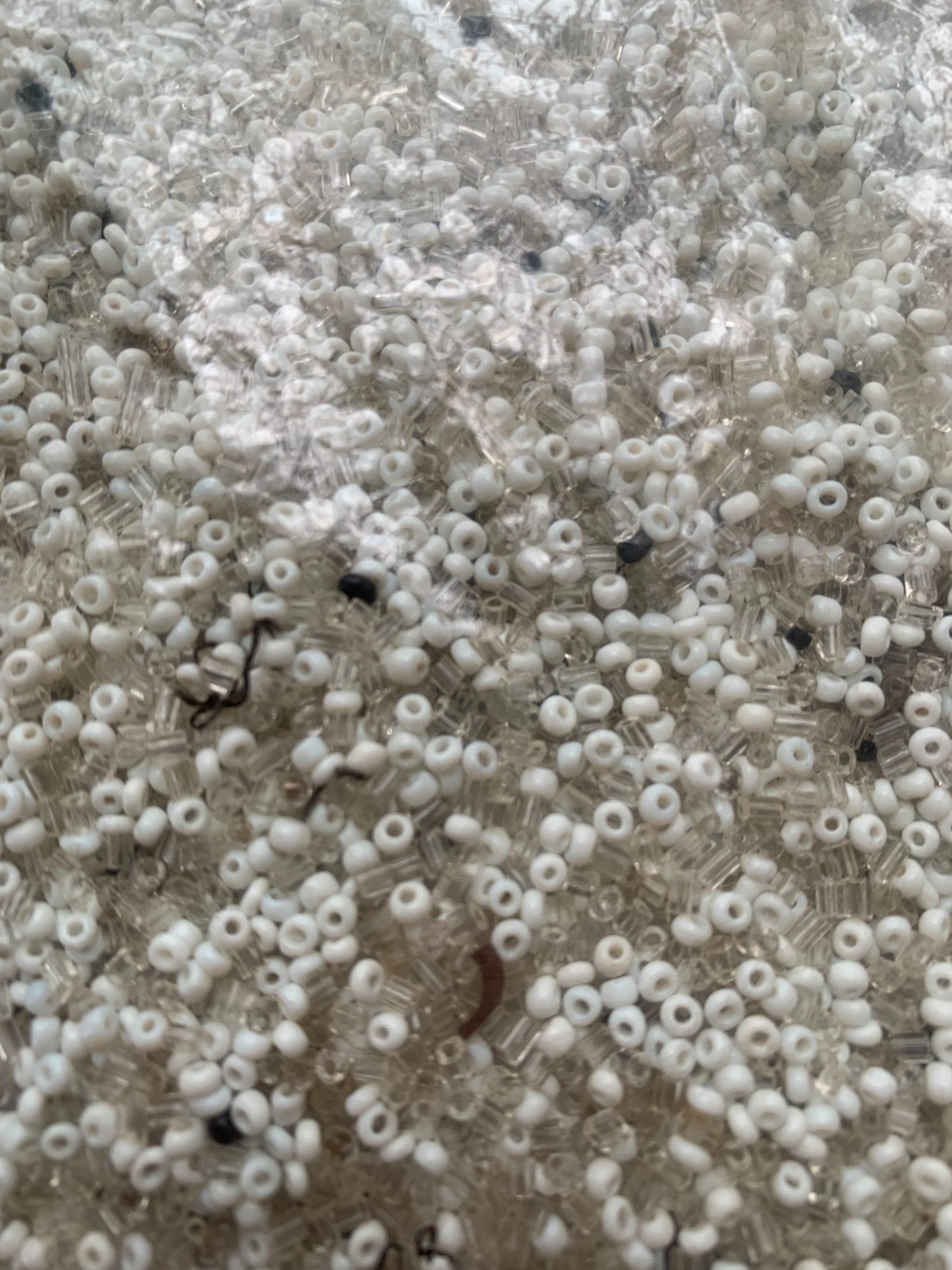 Round Seed Loose Beads Center Hole White & Clear Jewelry Crafting 12.4oz