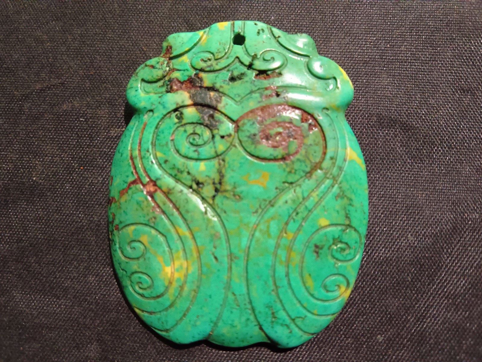 Good Quality Chinese Old Turquoise Hand Carved *Cicada* Pendant