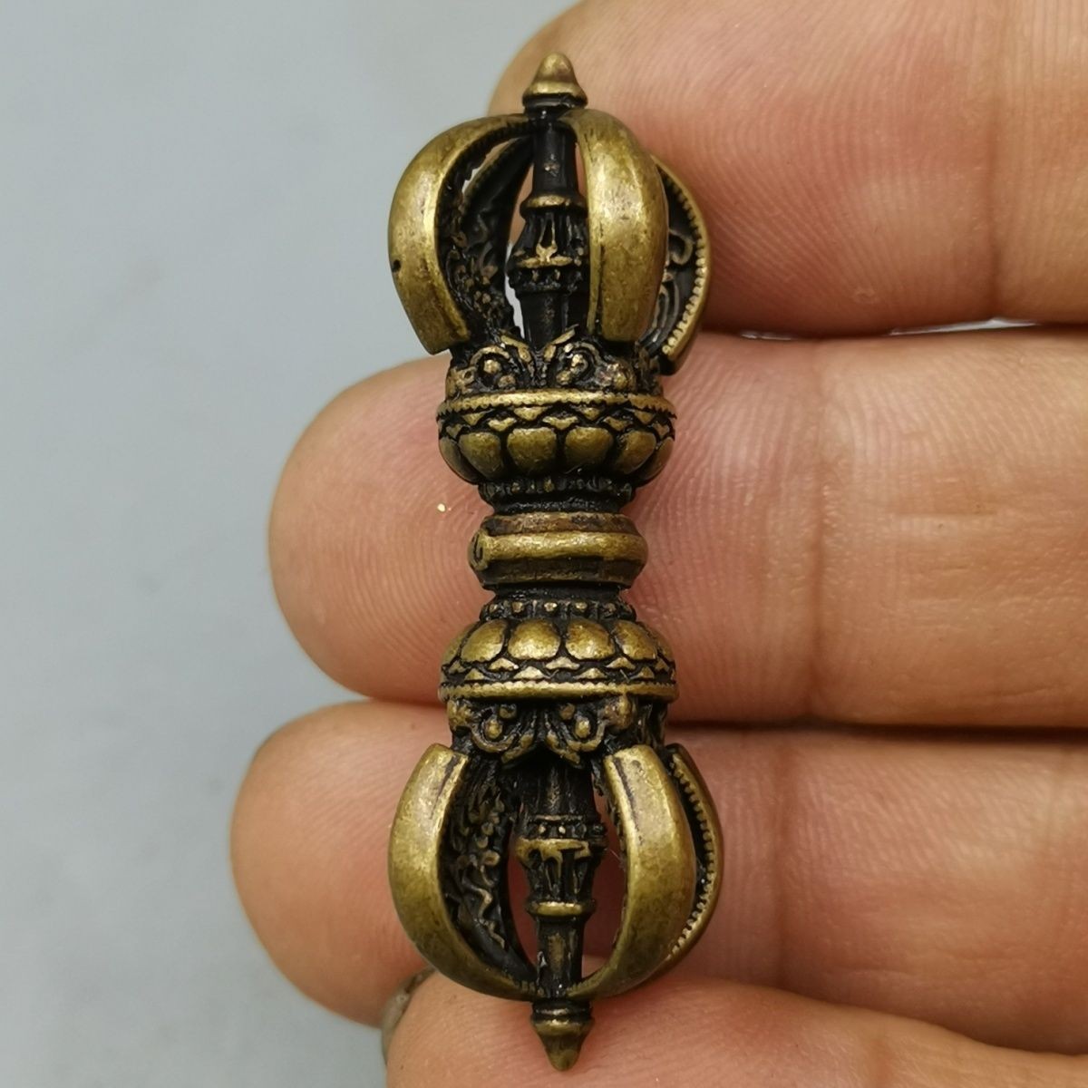 Tibetan Style Brass Vajra Dorje Copper Craft Tibetan Buddhism Dharma Collectible