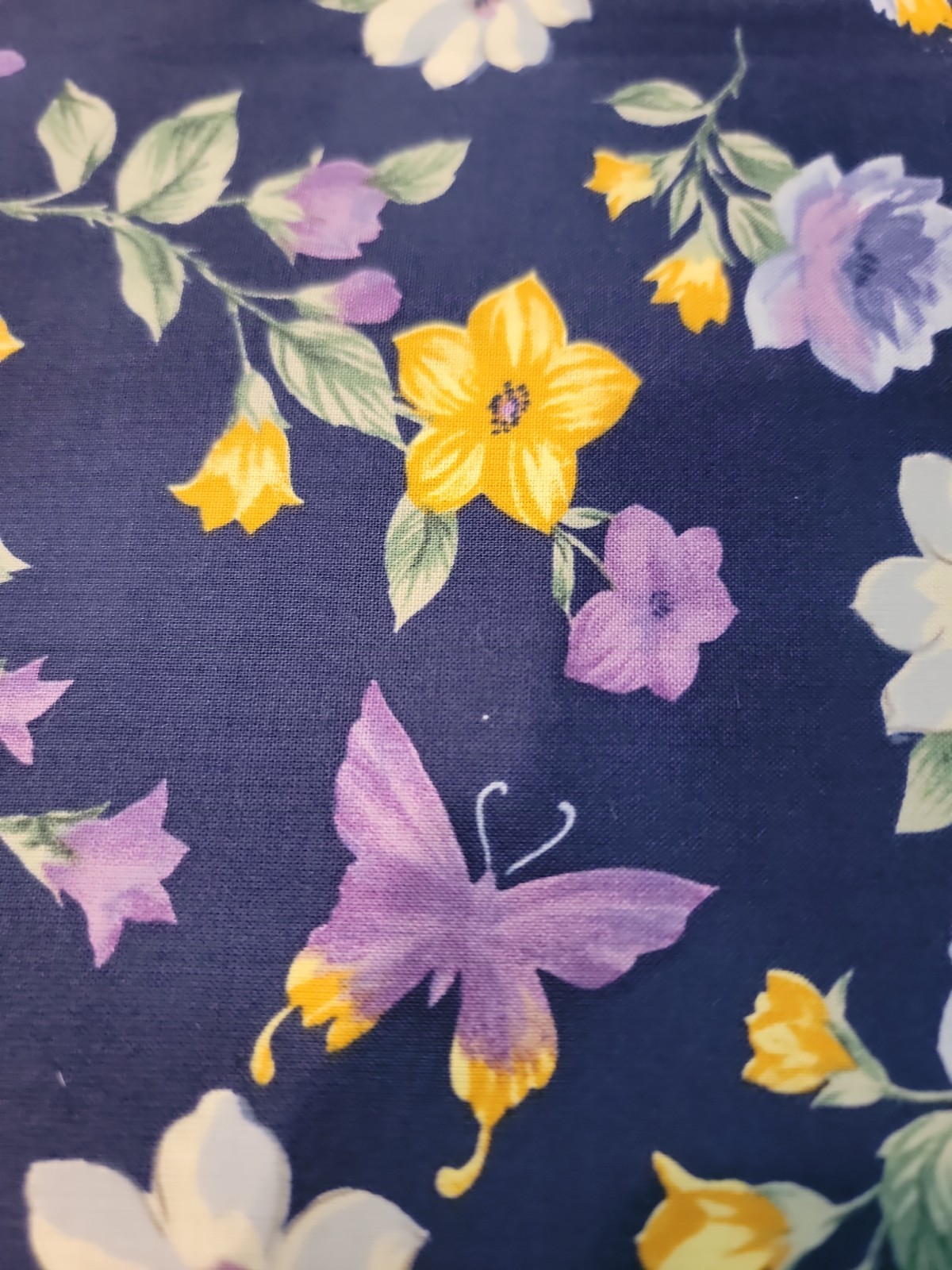 Cotton fabric 5 pieces, flowers & butterflies