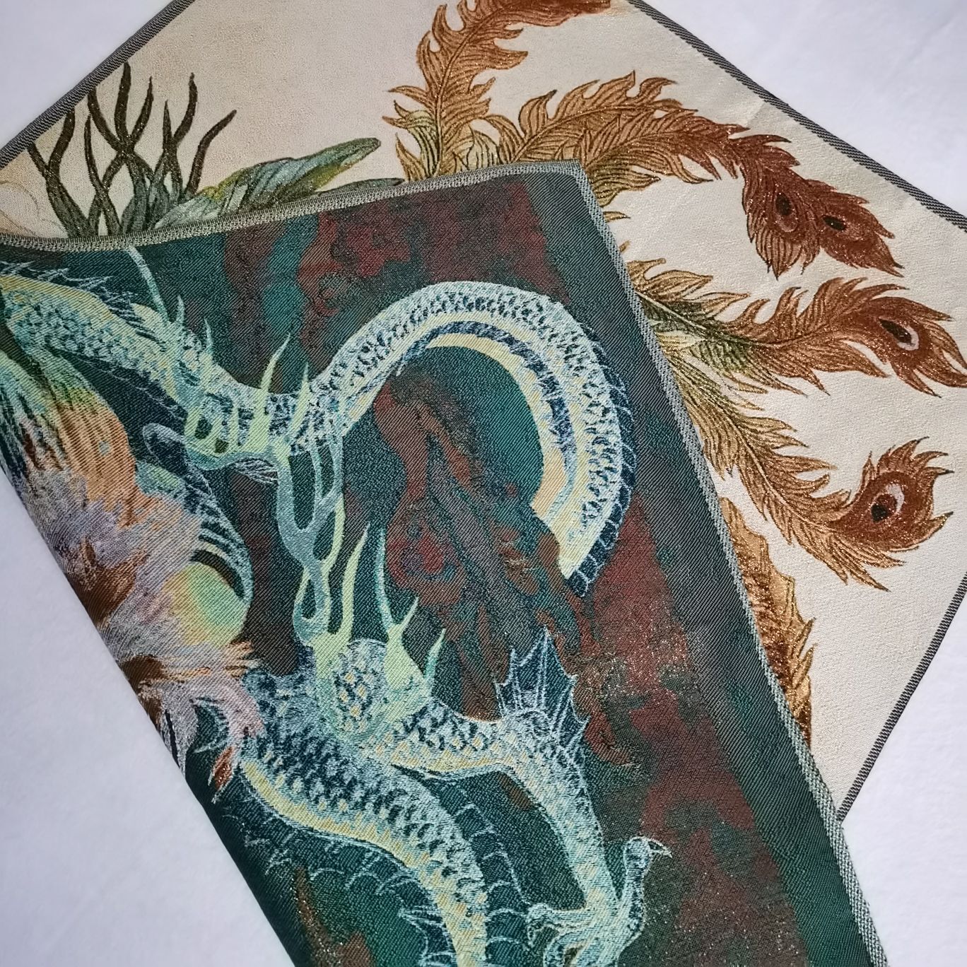 36″ Chinese Cloth Silk Dragon Phoenix Mural Wall Hanging Tapestry Meditation 5
