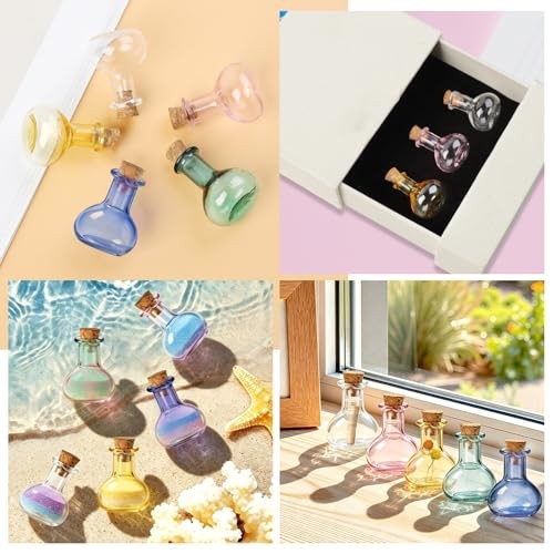 BLMHTWO 20 Pcs 2ml Mini Glass Bottles with Cork, Colored Tiny Bottles Glass
