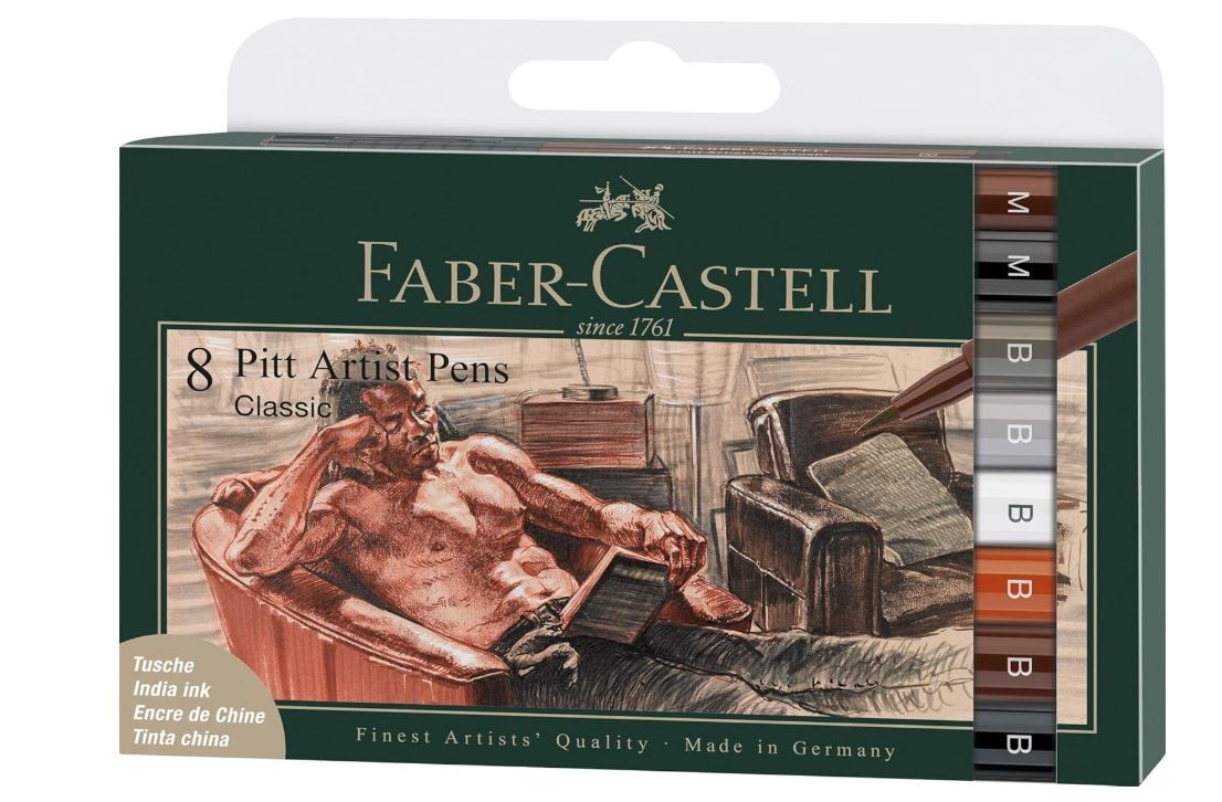 Faber Castell Pitt Artist Pens, Classic Set, India Ink