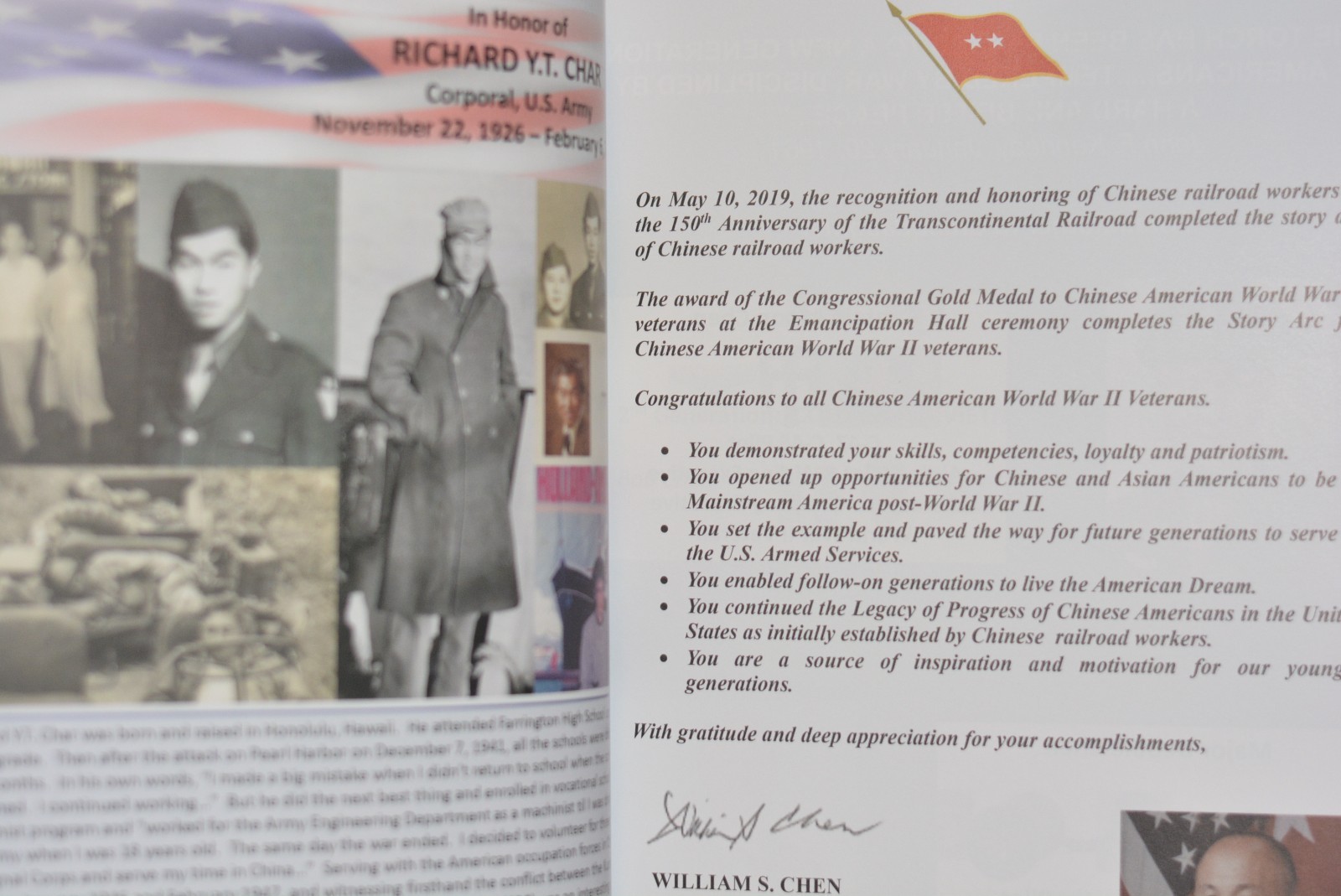 National Recognition for Commendable Patriotism & Honor: Chinese American Vol. 1