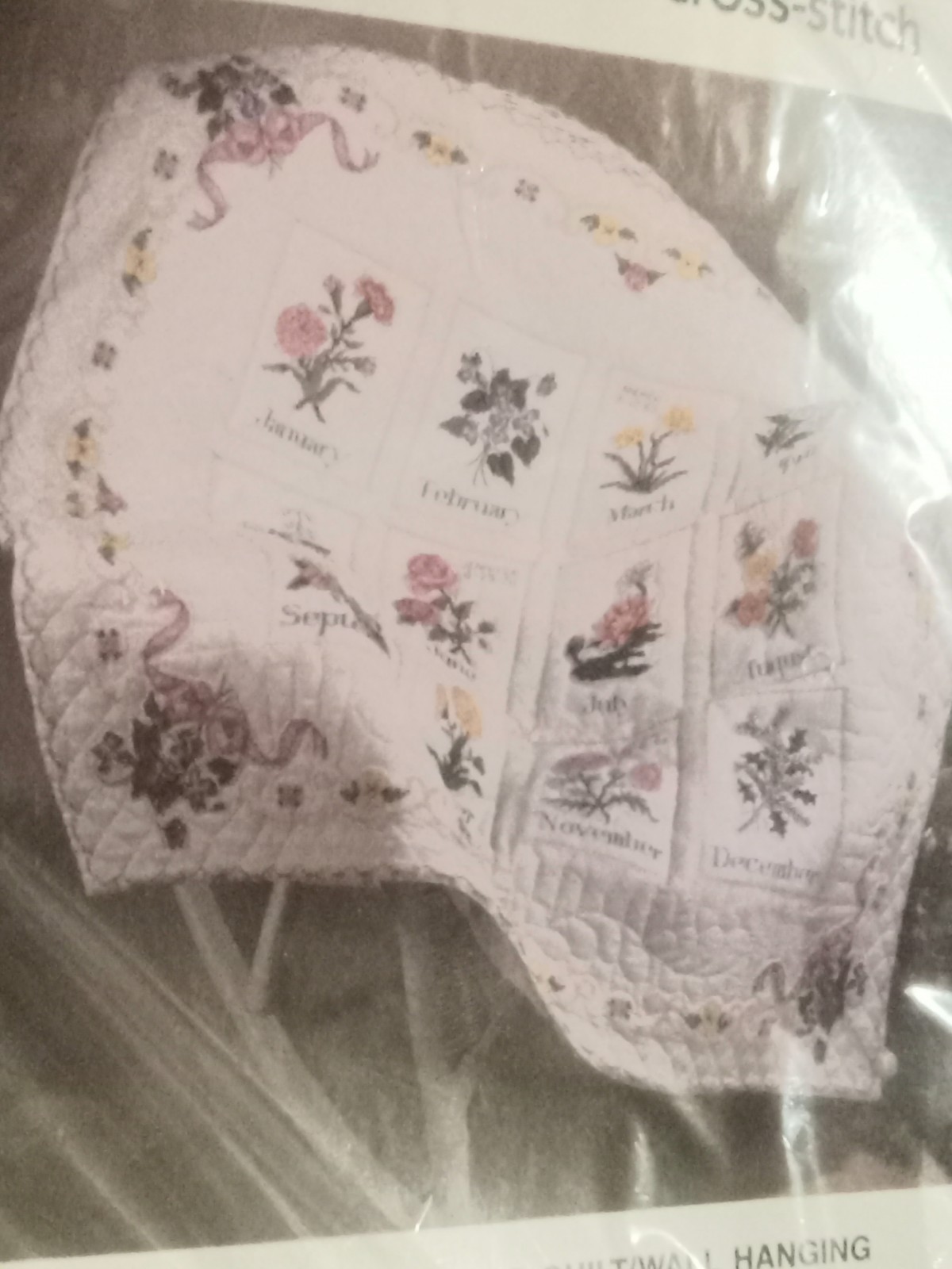 2 Bucilla 40663 Cross Stitch Kits 40663 Lap Quilt”Flowers o-the Month”1 Finished