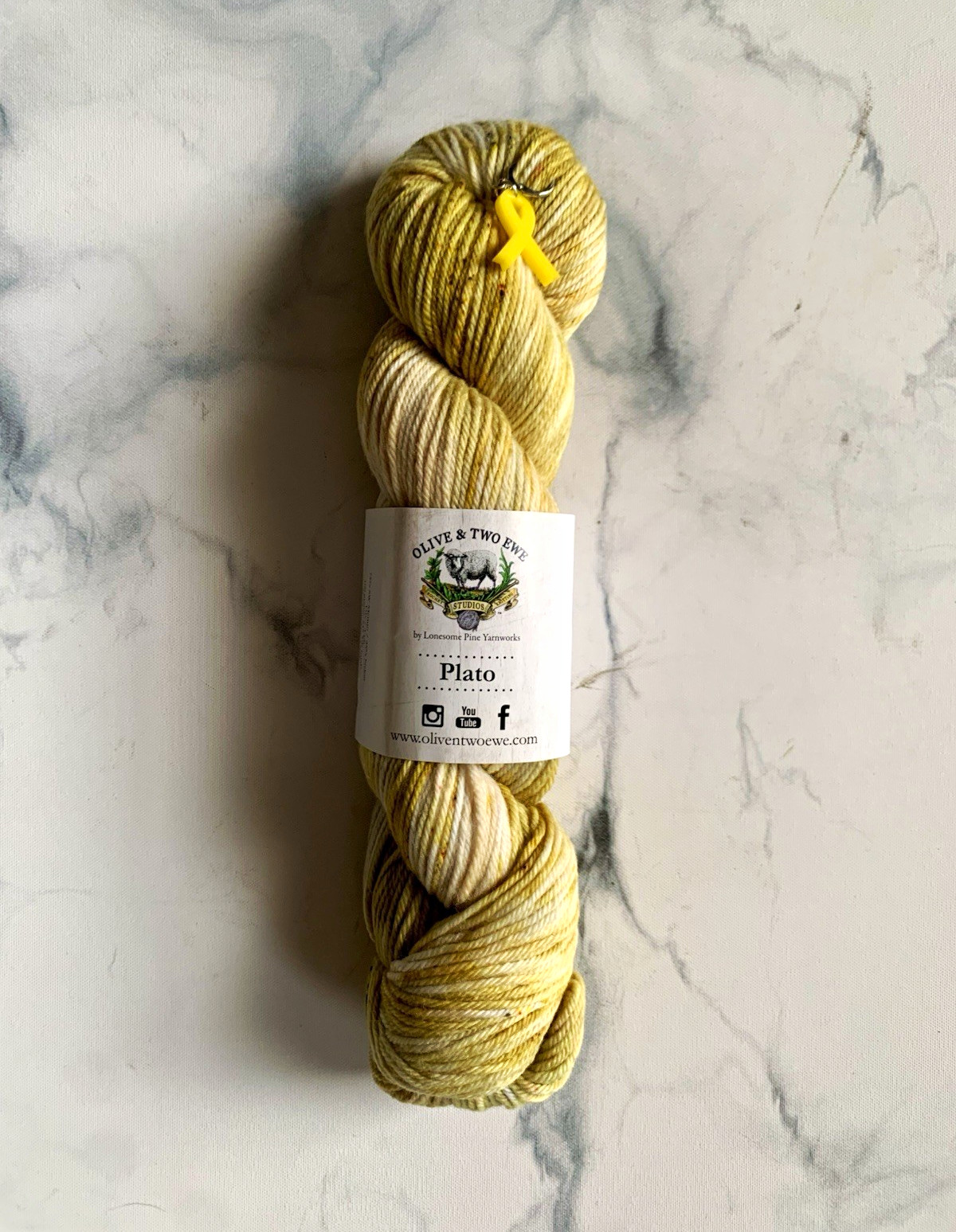 Olive & Two Ewe Plato DK 4-Ply Yarn SW Merino/Nylon Hand Dyed Yellow Cream Skein
