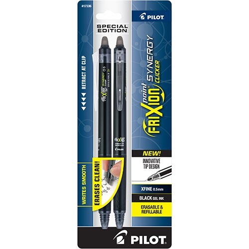 Pilot FriXion Synergy Clicker Pen Erasable 2/Pk Black 0.5mm Office School Home