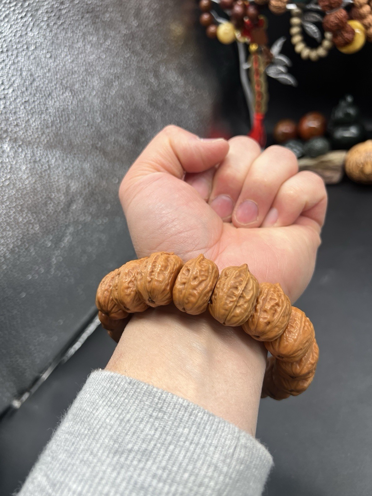 19×25mm Chinese Small Walnut Bracelet Collection纯野生小秋子侧切霸气大手牌手串