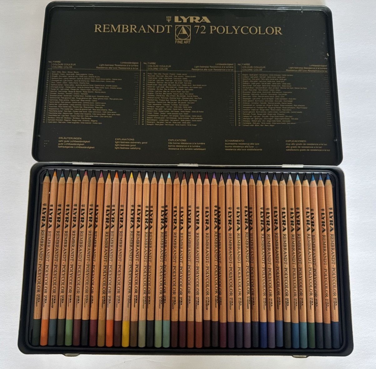Lyra Rembrandt Set 72 Polycolor Pencils Assorted Colors in Box Artist Supplies