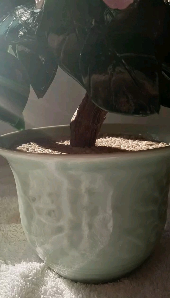 Vintage Jade Glass Flower Arrangement In Vase