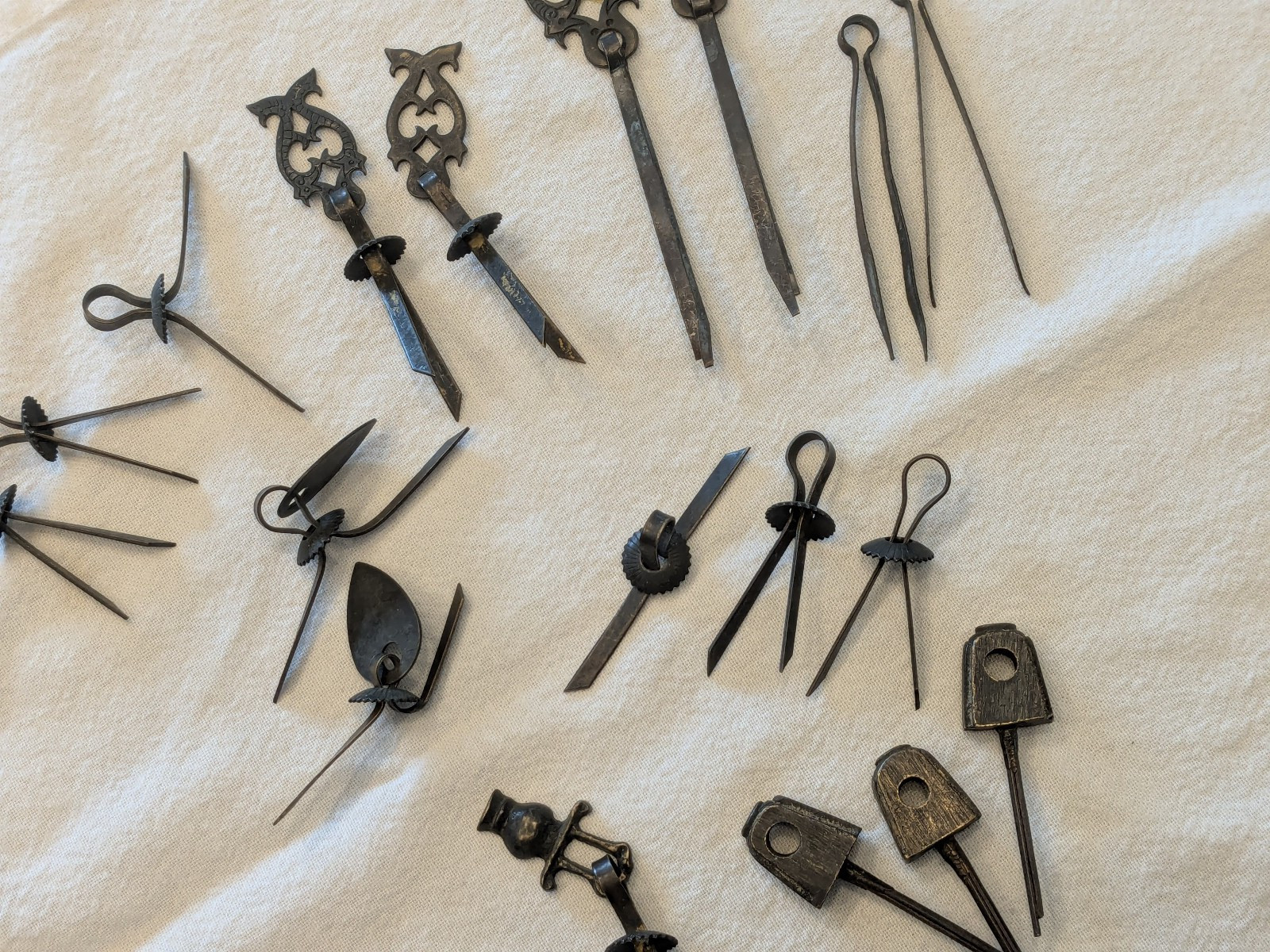 Vintage Asian Lock Lot of Chinese Korean Furniture Hardware Keys Fish Shackle