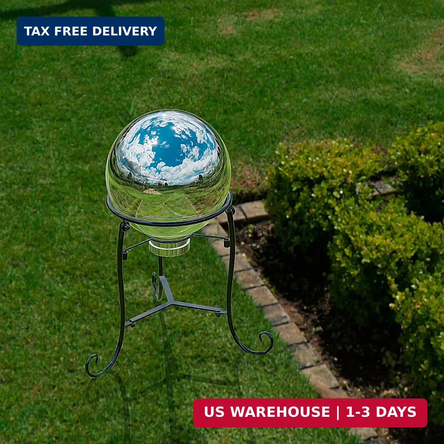 10″ Tall Gazing Ball Stand for 8-10 inch Balls, Black Metal Gazing Globe Display