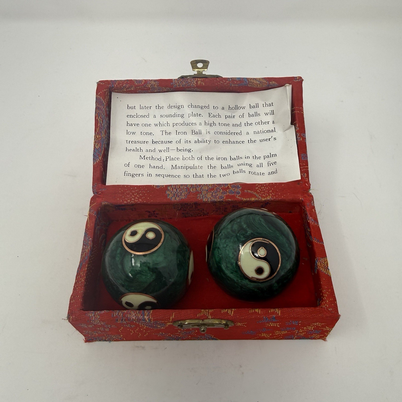 Chinese Ying Yang Green Baoding Balls With Chimes Vibrating Stress Relief