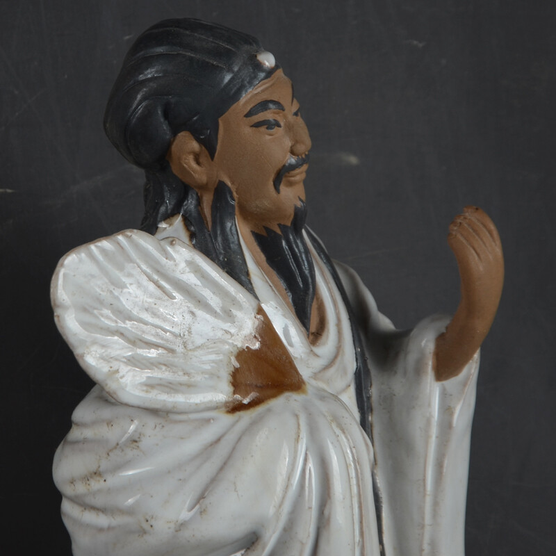 11″ Collect China Porcelain Zhuge Liang Kong Ming Military Counsellor Statue