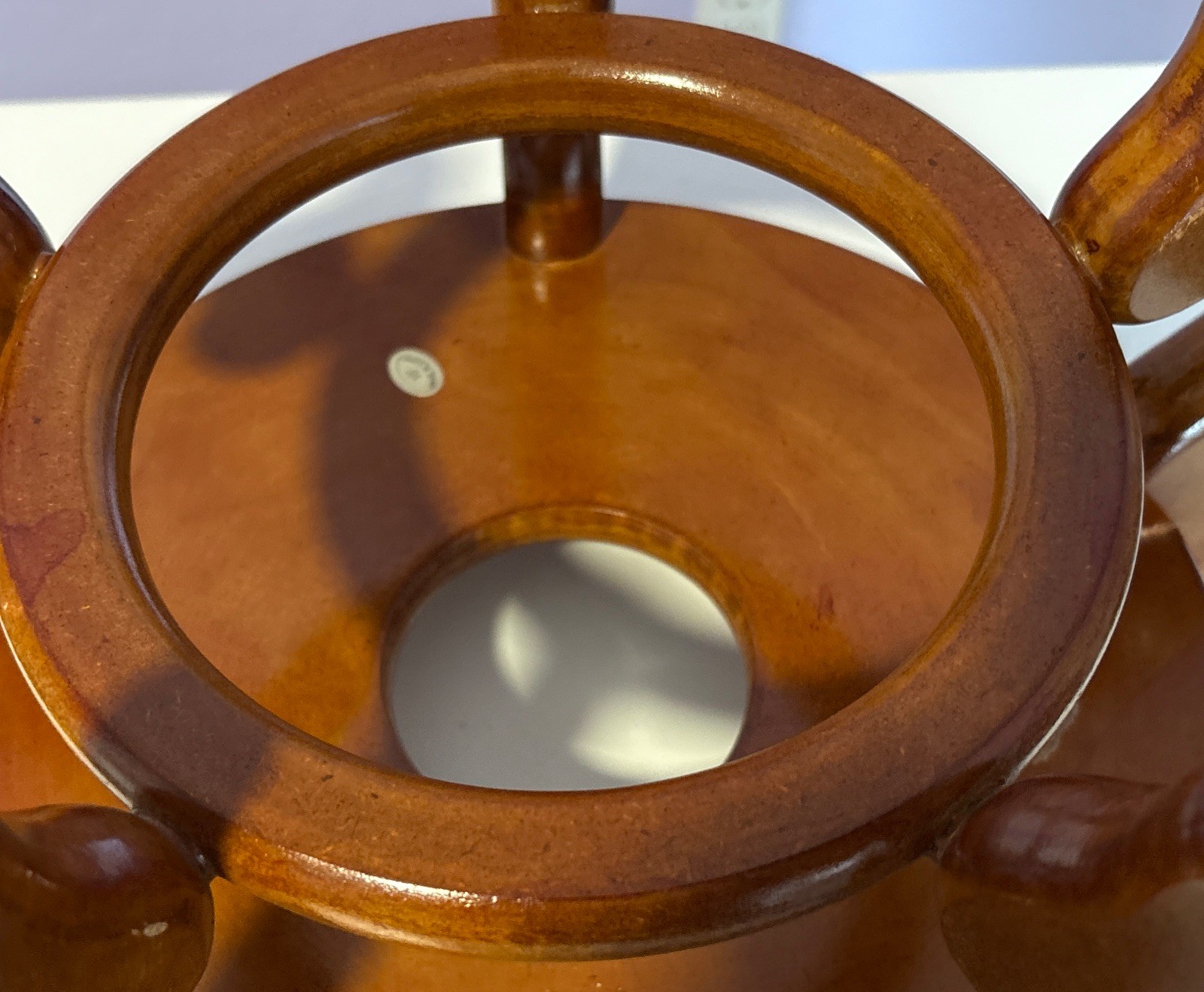 Carved Wood Plant Stand Display Honey Brown Vase Fish Bowl Asian Oriental 10”