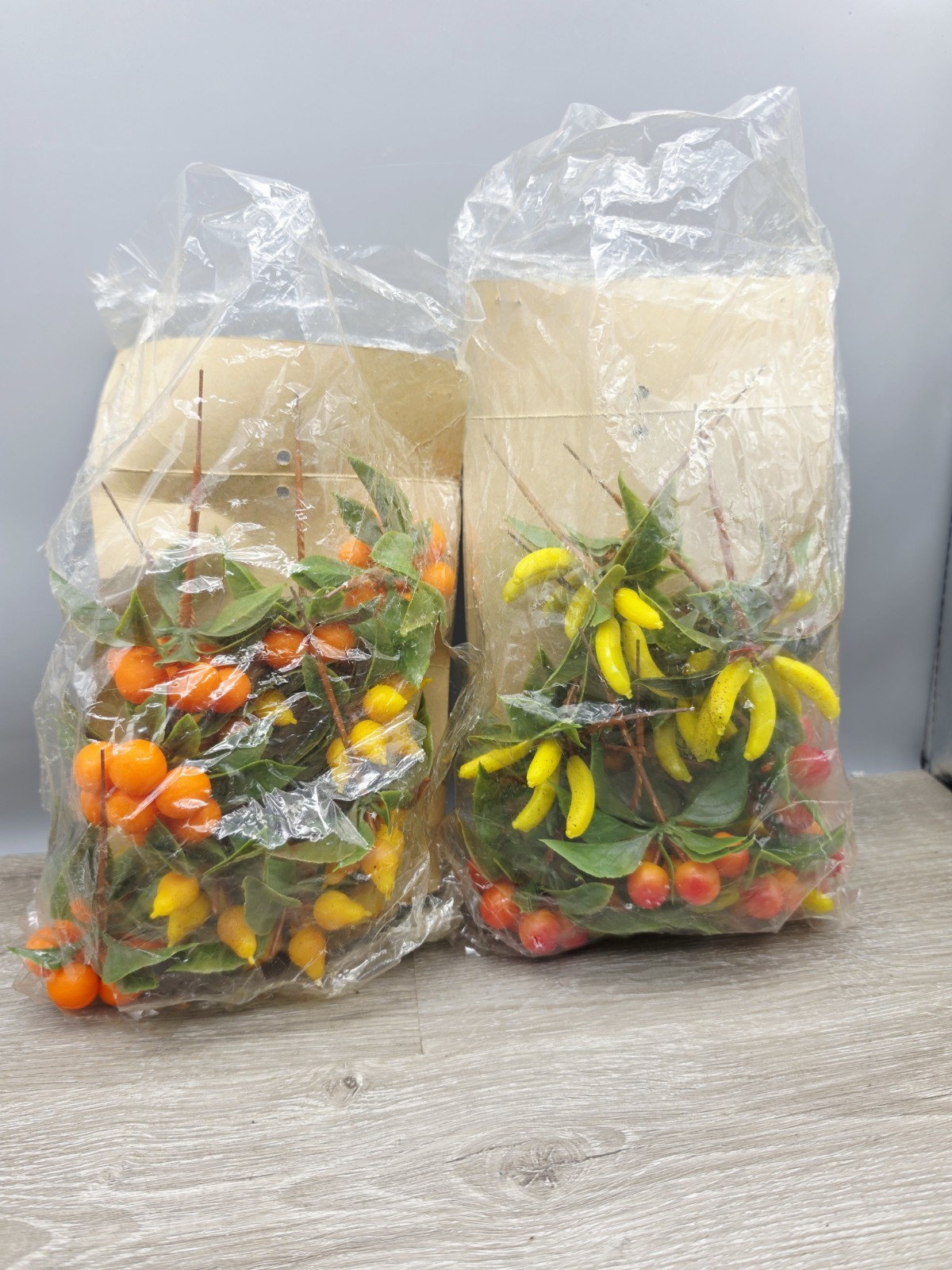 2 Bags Vintage FRUIT Plastic Floral Picks 60/70s WOOLWORTh Bananas Oranges Pears