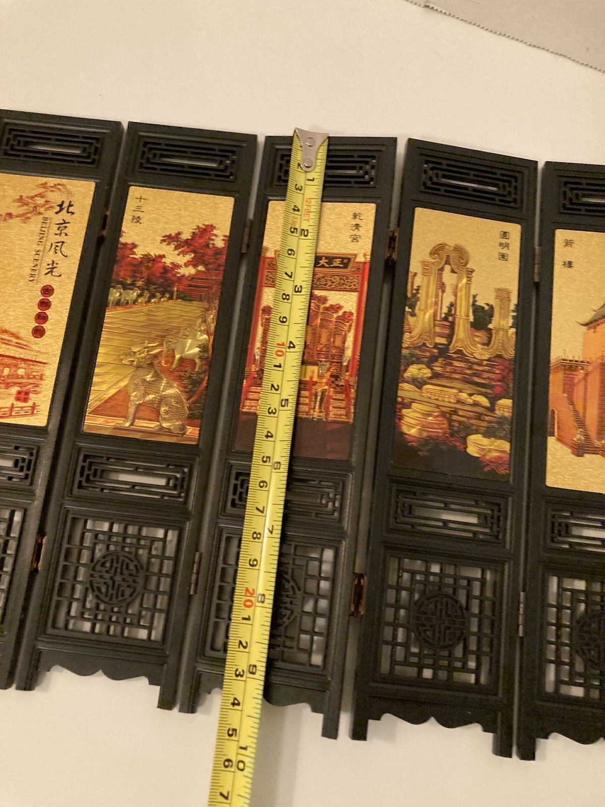 🧚🏻Vtg 6-Panel Lacquered Screen BEIJING SCENERY Table Top Folding