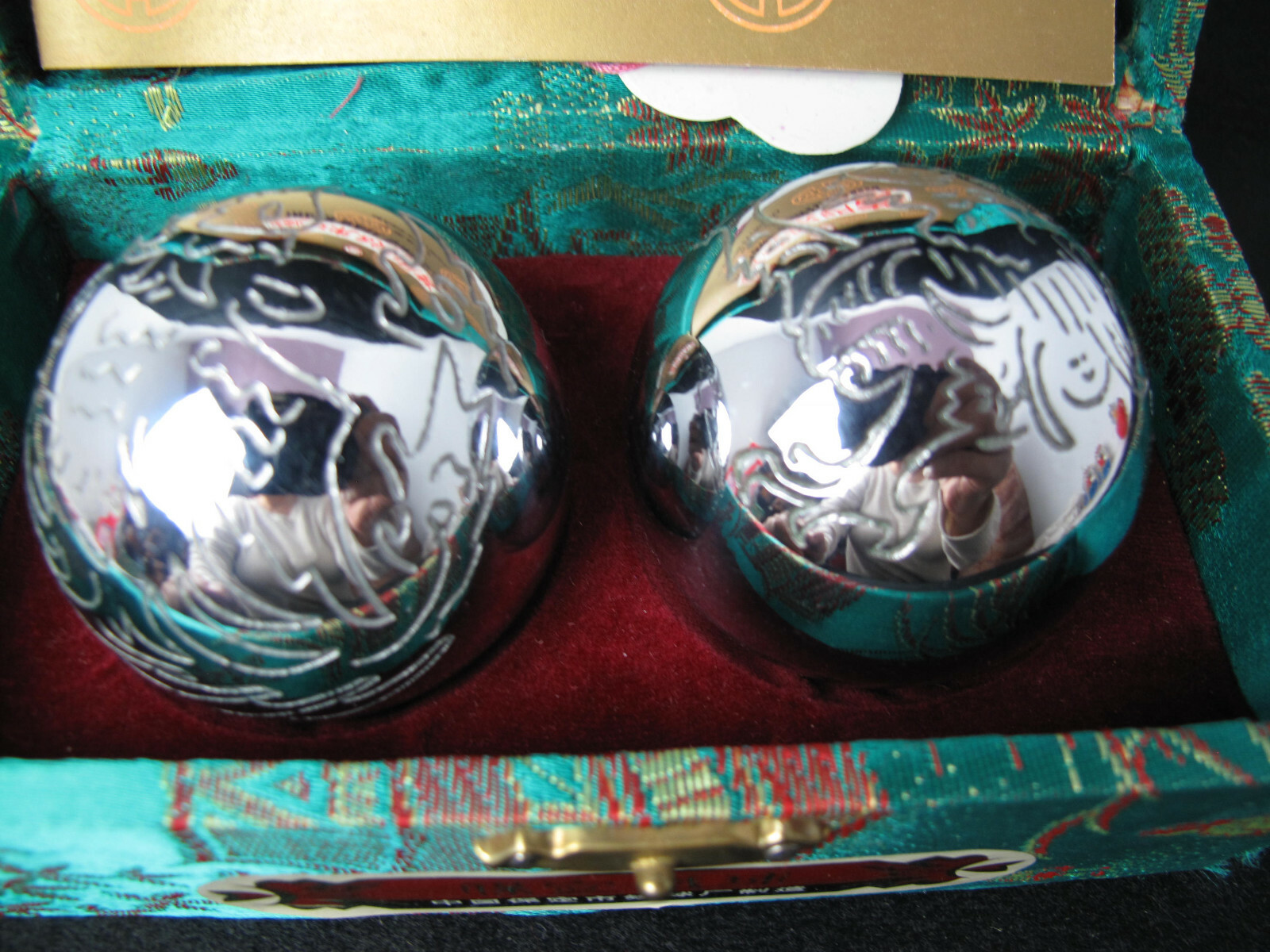 Vintage Shou Xing Yin Yang Chimes Silver With Iron Ball Directions Made In China