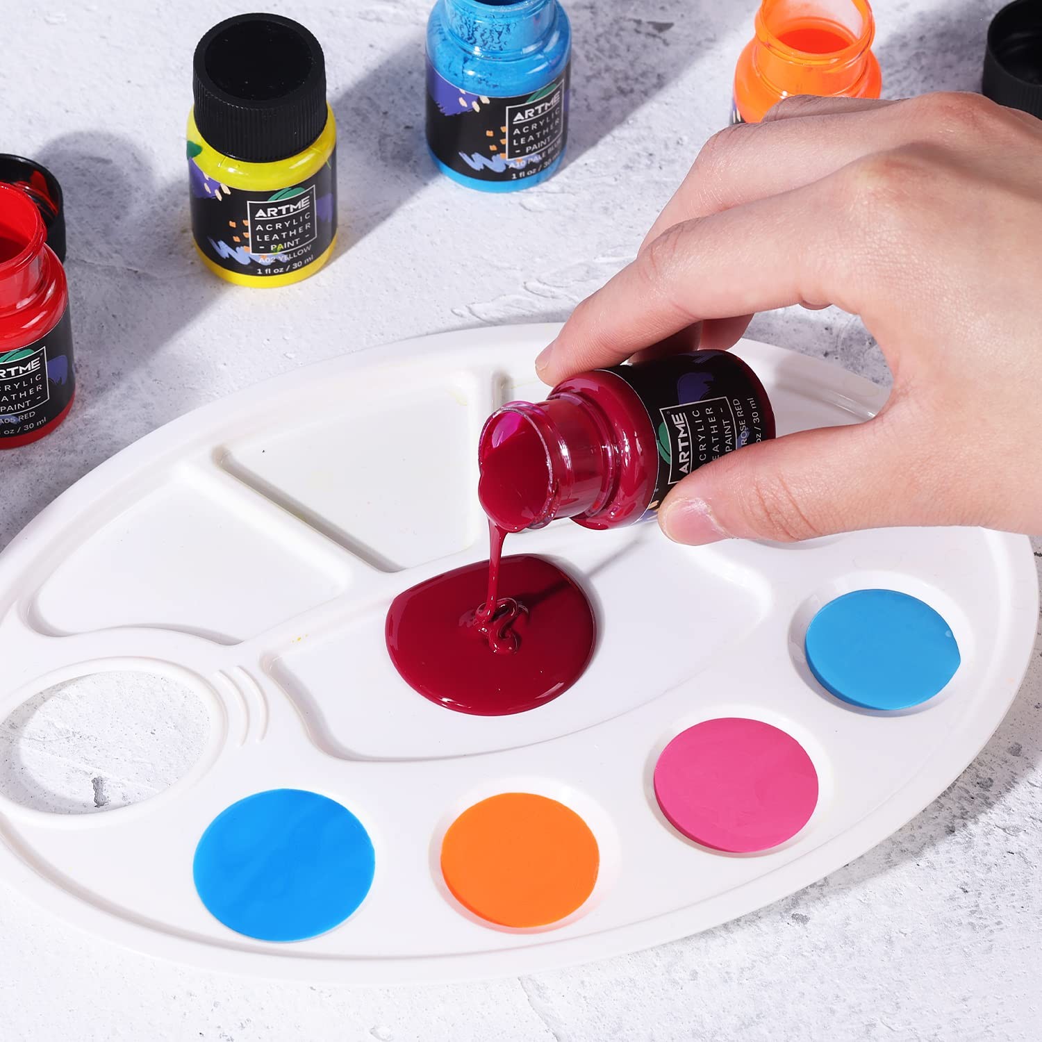 ARTME Acrylic Leather Paint Set, 20 Colors x 1 Fl Oz (Pack of 20), 20