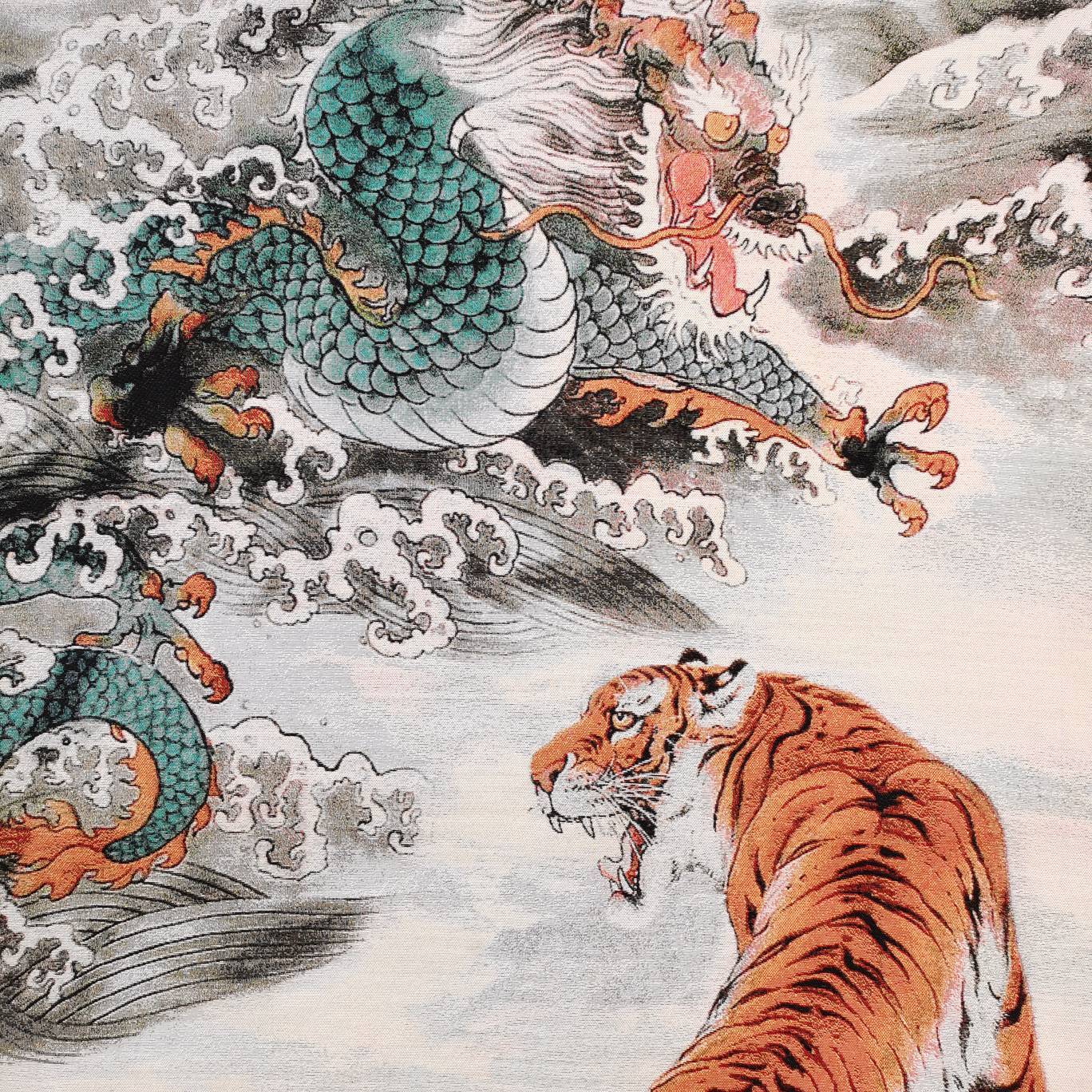 36″ China Cloth Silk Animal Dragon Tiger Mural Wall Hanging Tapestry Meditation6