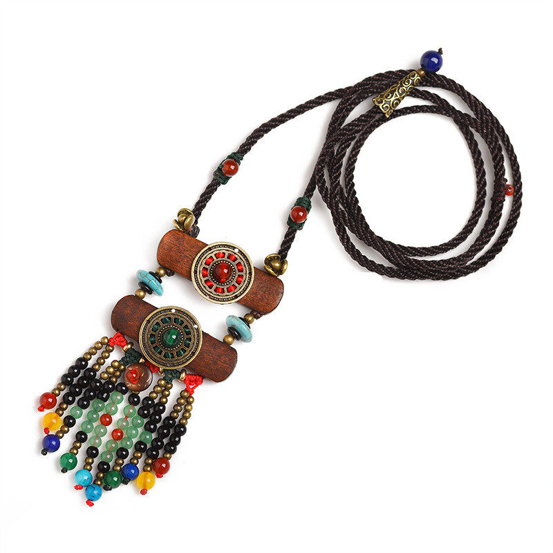 China Dongling Jade/Agate/Alloy Tassels Tibetan Style Exquisite Fashion Pendant