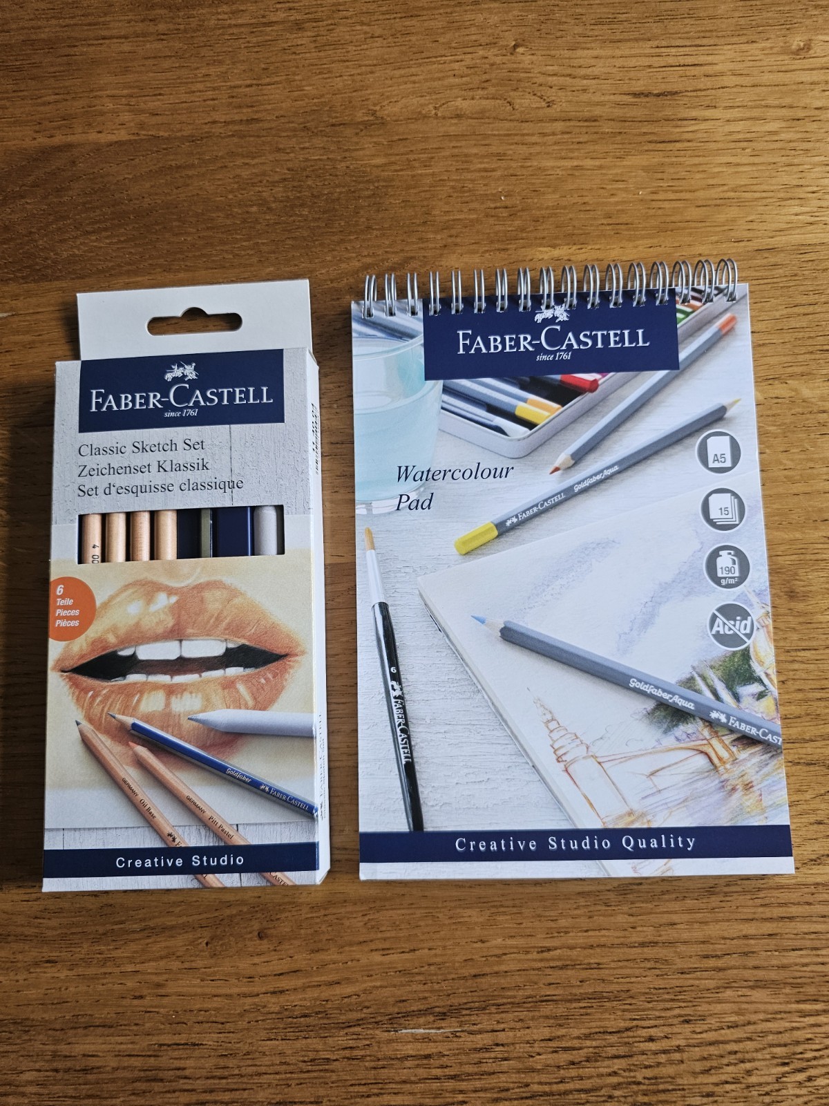 Faber-Castell Classic Sketch Set + A5 Watercolour Pad 190gsm 15 Sheets Bundle