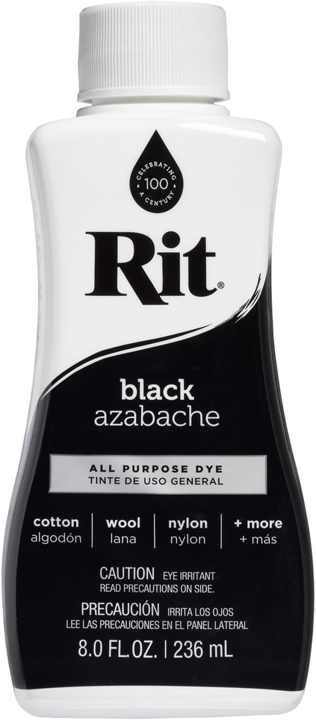Rit Black Liquid Fabric Dye 8oz Versatile Non Toxic for Clothes and Accessories