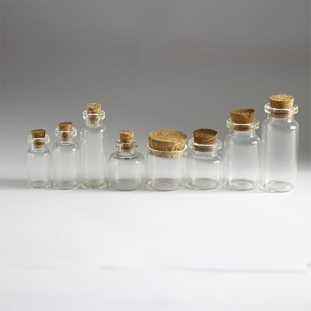 Wholesale 0.5–10ML Tiny Clear Glass Bottles Empty Glass Bottle With Cork Vials