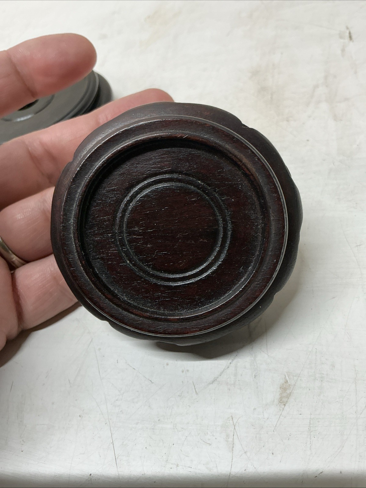 2 Small Chinese Wood Stands 2.5” & 1.7/8” Opening Made In China/Japan