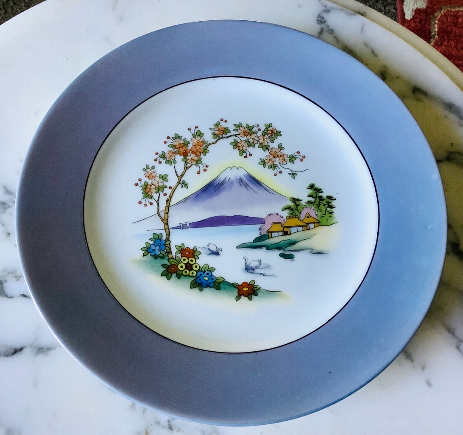 Vintage Noritake 7.5” Plate Made in Japan Hand Painted Mountain Scene Free Ship!