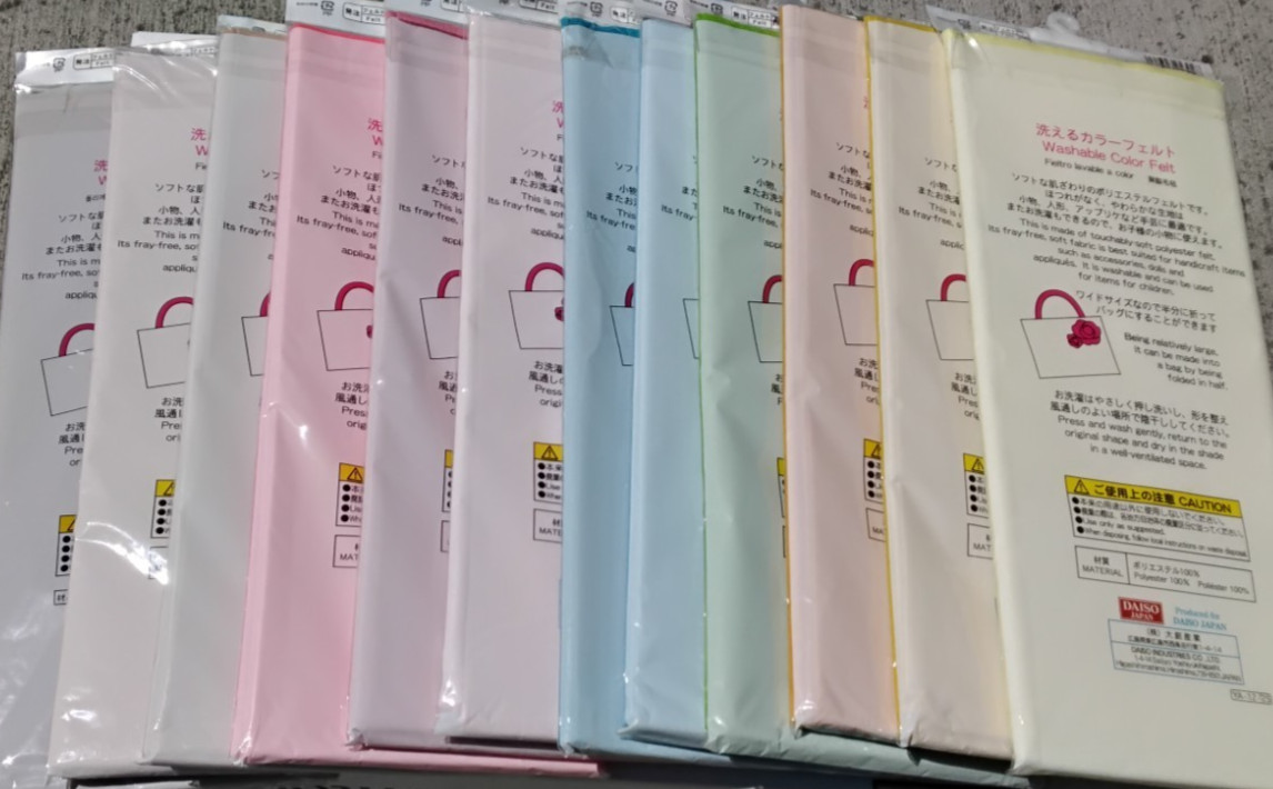 Pick 10 Daiso pastel eco felt packs from assortment of colors 27 in x 23 in