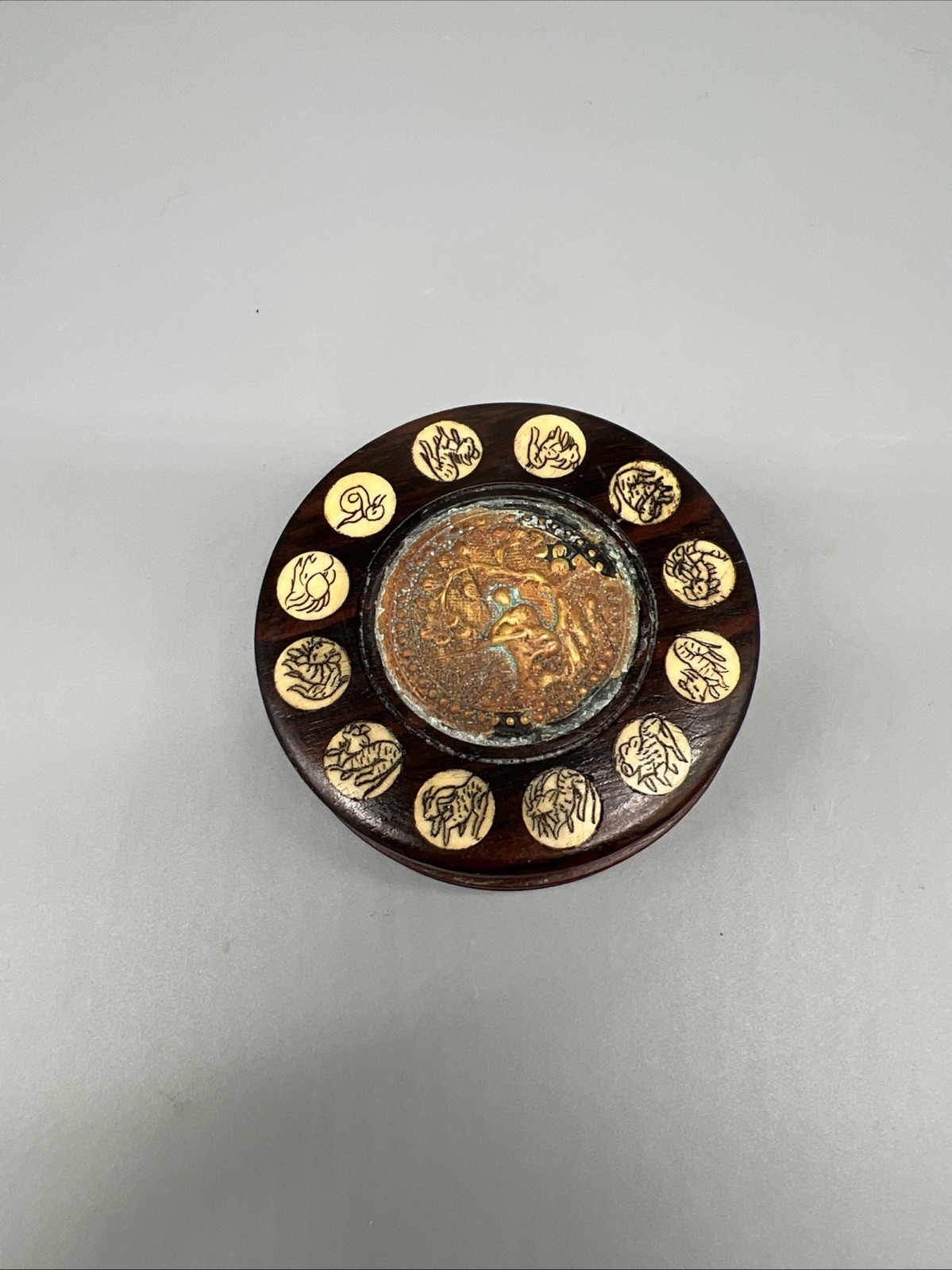 Chinese Zodiac – Astrological Calendar Compass Wooden Swivel Vintage