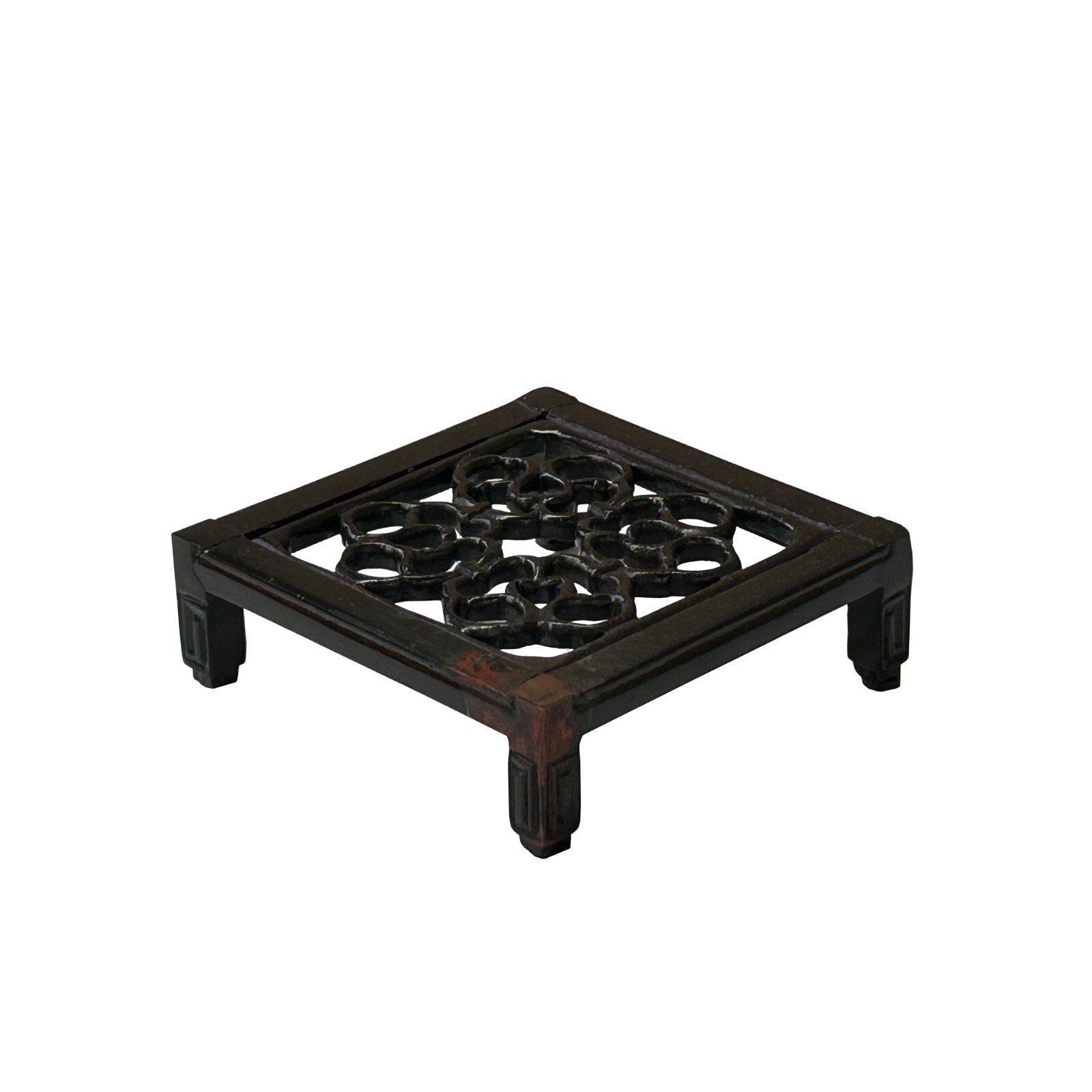 4.5″ Dark Brown Floral Open Pattern Square Wood Stand Riser ws4234