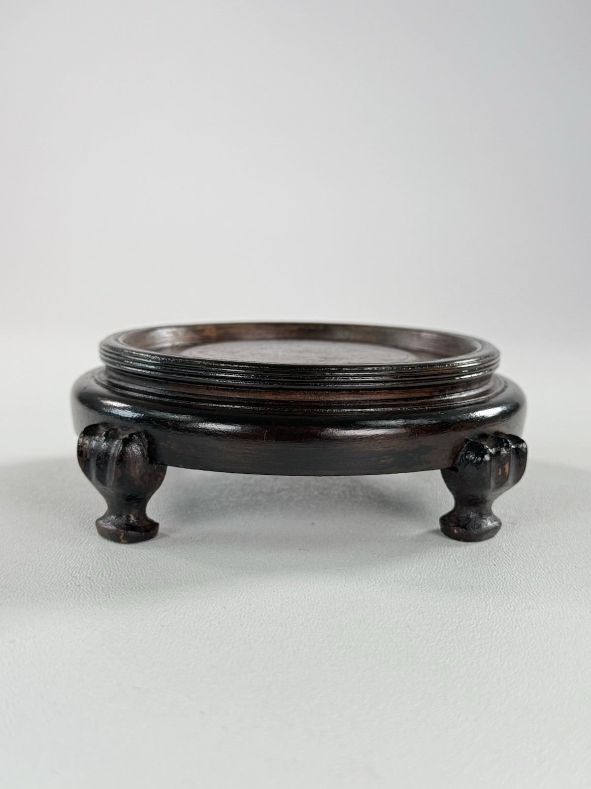 Lot of 3 Vintage Asian Round Carved Wood Pedestal Stand Vase Display Bases