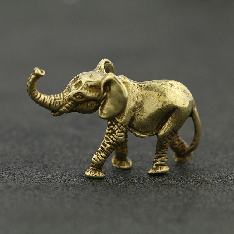 Antique Solid Pure Copper Mini Elephant Ornaments Tea Pet Desktop Ornaments Coll