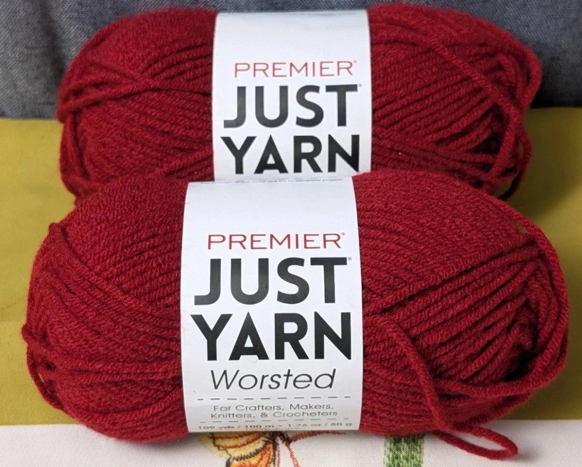 NEW PREMIER Just Yarn Worsted Acrylic #4 Weight 8 Colors 2 Skeins 200m Set of 2