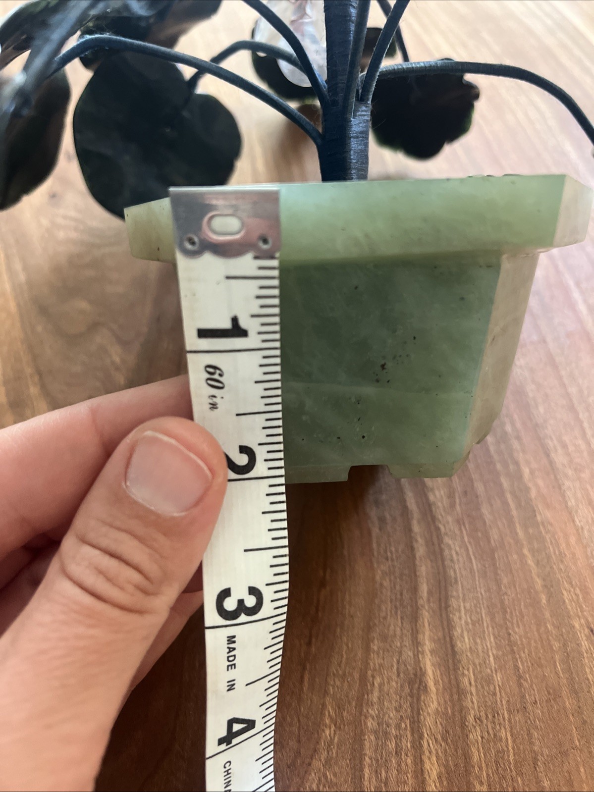 Unique VINTAGE CHINESE JADE STONE FLOWER TREE 7.5” Hand carved Tree