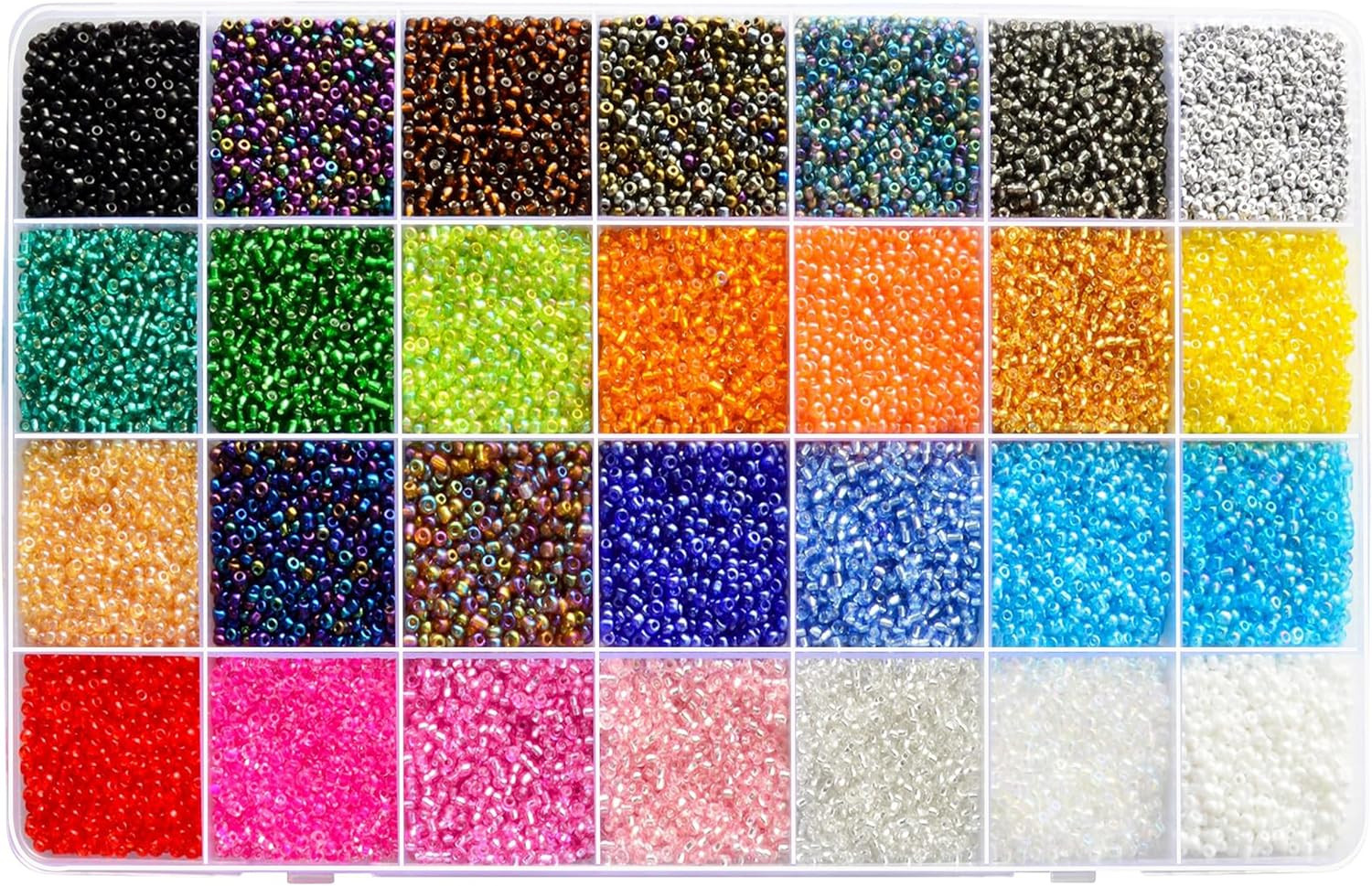26000PCS 2Mm Glass Seed Beads Kit � 28 Assorted Colors Small Beads Set for Jewel