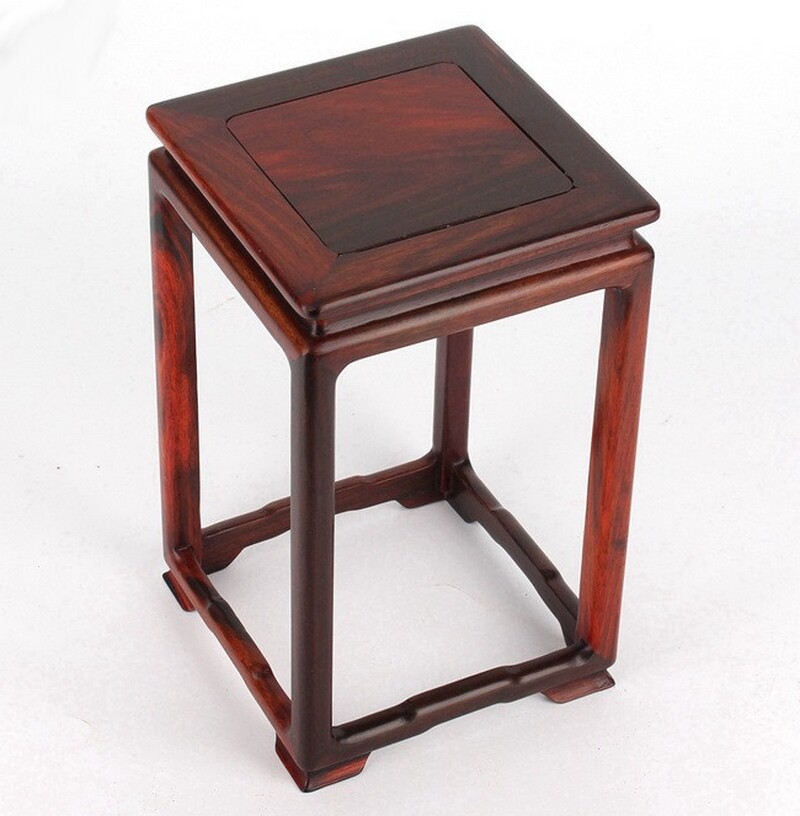 10″ Rosewood Carved Pedestal Display Square Stand Rack Vase Bonsai Statue Base