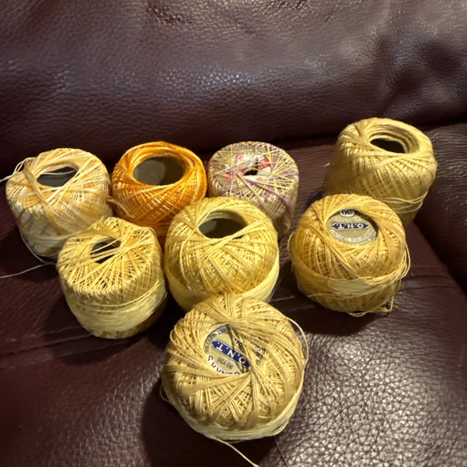 Vintage Crochet Tatting & embroidery Thread Solid & Variegated Multi brand/yello