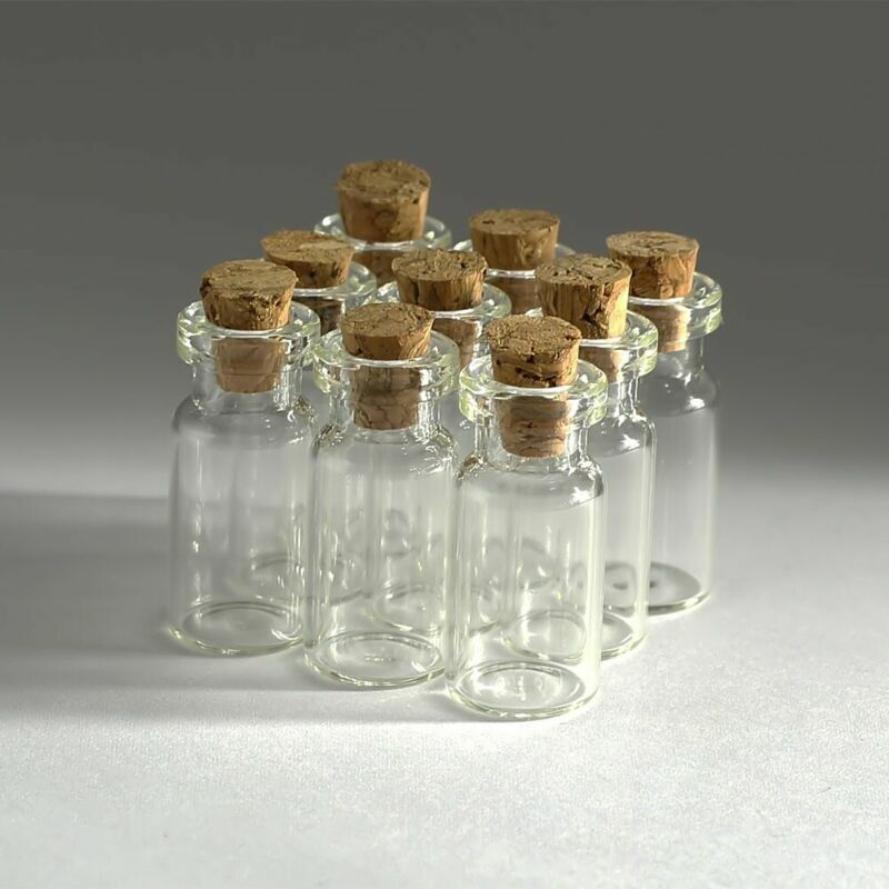 Wholesale Lots 12pcs 2ml Small Empty Clear Glass Bottles Vials with Cork