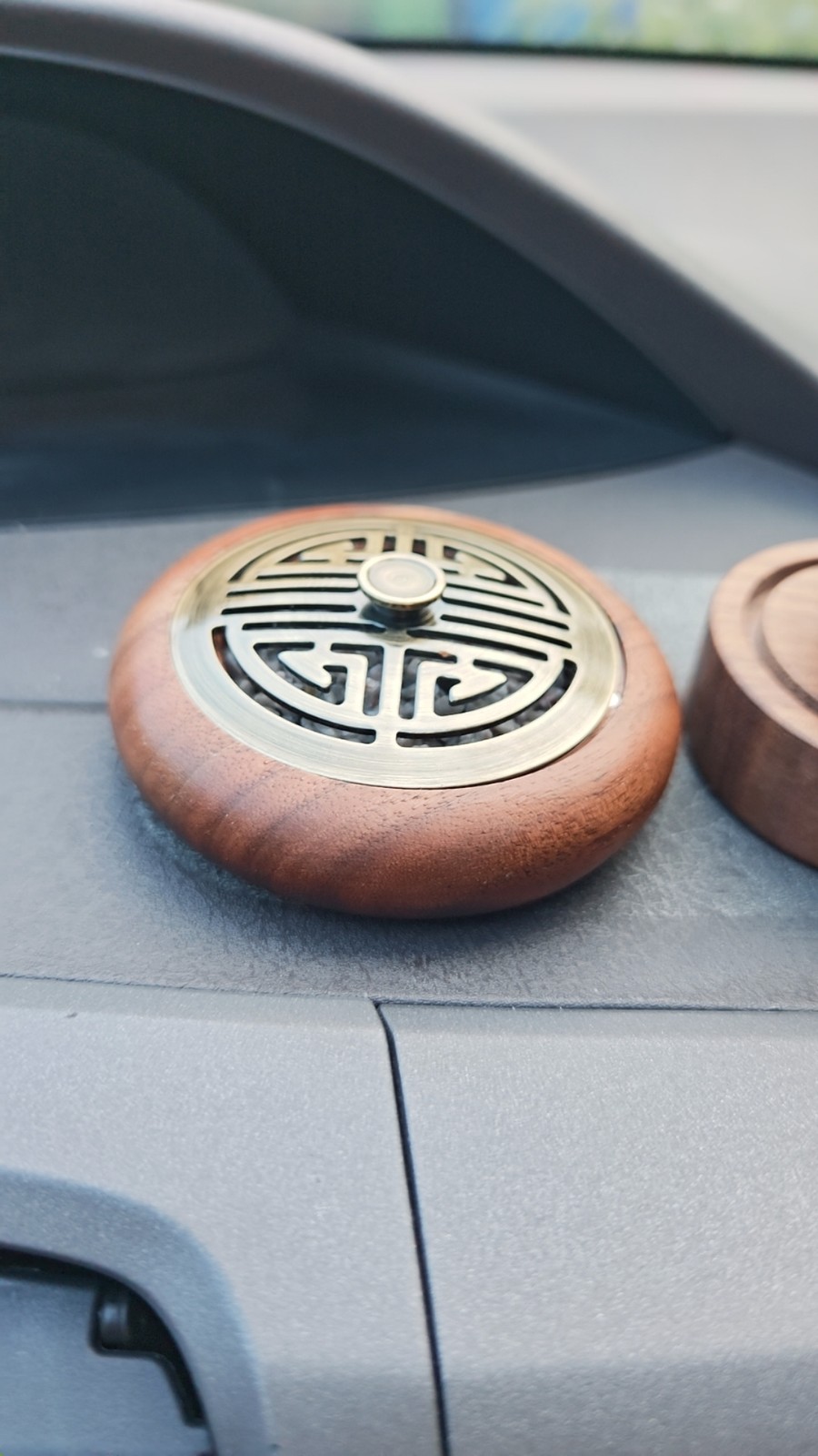Walnut Wood Car Aromatherapy Case Brass Longevity Lid No Fragrance Included