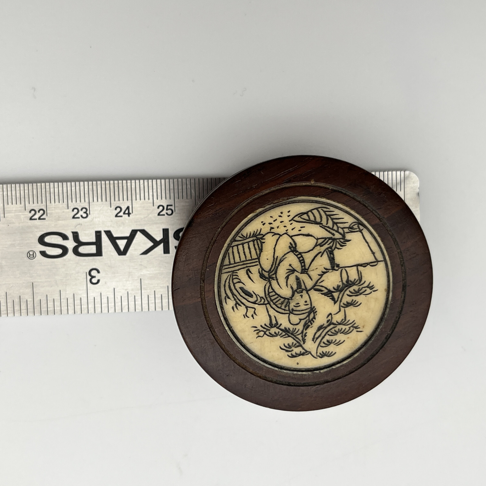 Chinese Compass Wood Inlaid Symbols Swing Hinge