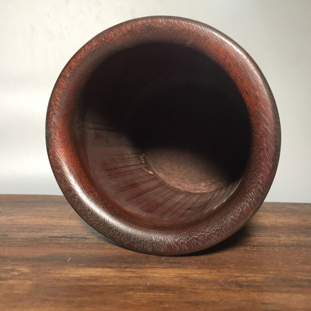 6.5″ old Hand-carved four virtues of refined people statue bamboo Pen Brush pot