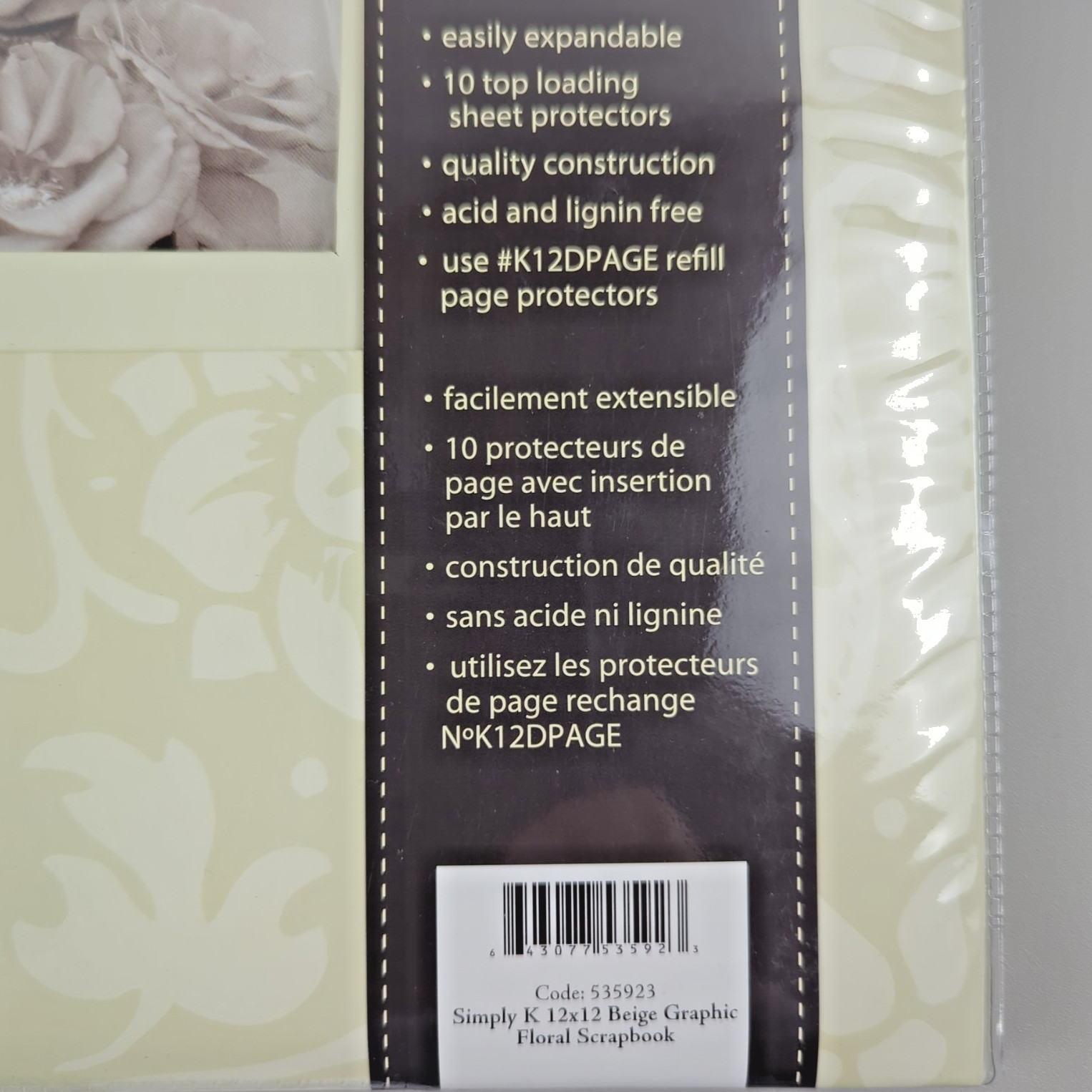 K&COMPANY Simply K 12×12 Beige Floral Fabric Postbound Scrapbook Album NEW