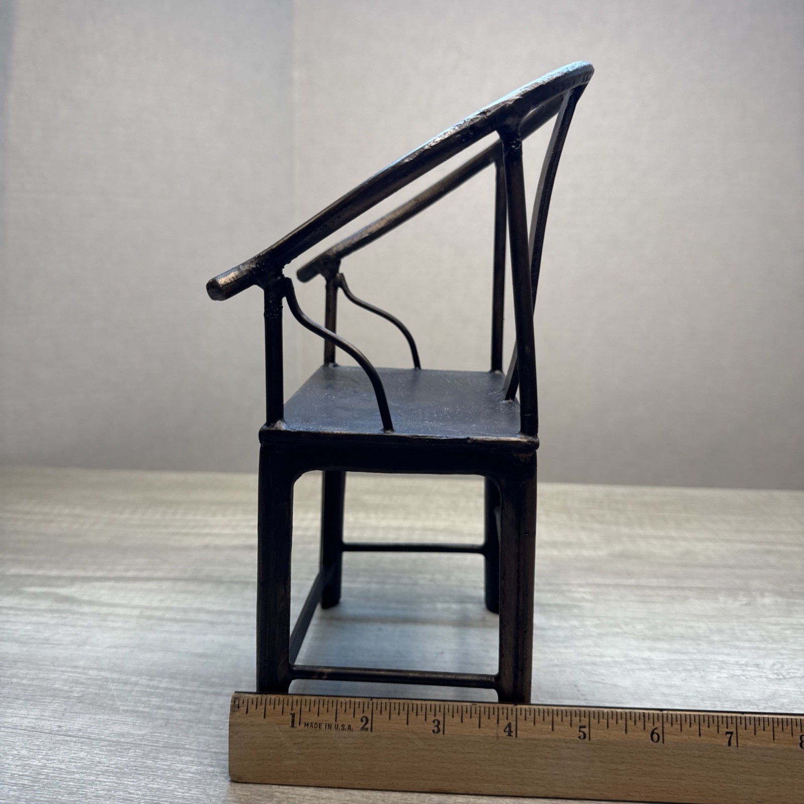 Vintage Chinese Bronze Doll Model Armchair 10.5”H Plant Stand? EUC